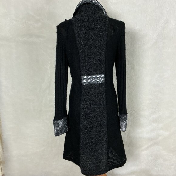 Tivoli Ireland Wool Mohair Floral Lace Ruffle Long Cardigan Sweater Jacket S - Picture 4 of 7